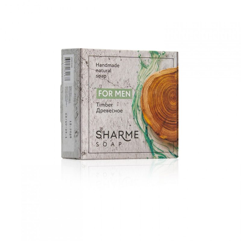 Натуральное твердое мыло ручной работы с древесным ароматом для мужчин SHARME SOAP, 80 г